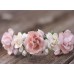 Bridal Half Comb Blush Rose Flower Crown Headpiece Wedding